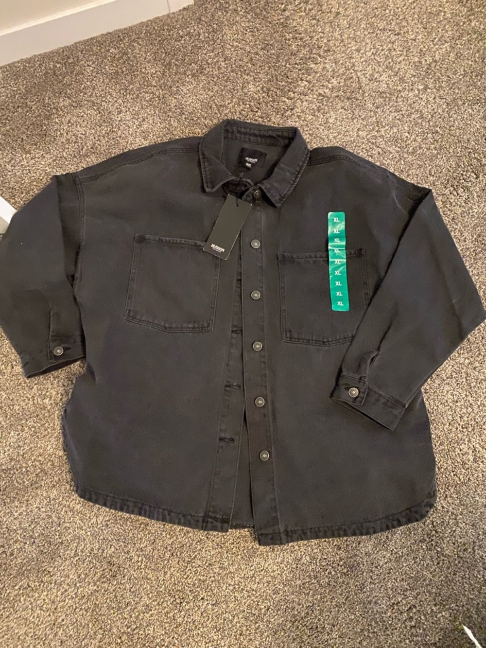 Hudson Jeans Black Button-Front Shirt Jacket